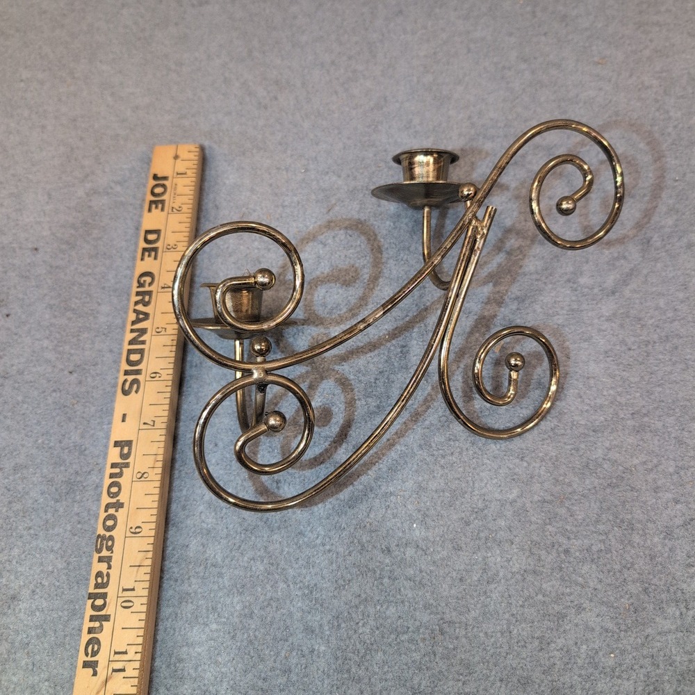Home Interiors Gifts Brass Scroll Wall Sconce Candle Holder Pair Set of 2 - Picture 6 of 6